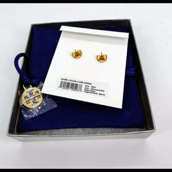 TORY BURCH * Black & White Triangular Earrings - Picture 5 of 5